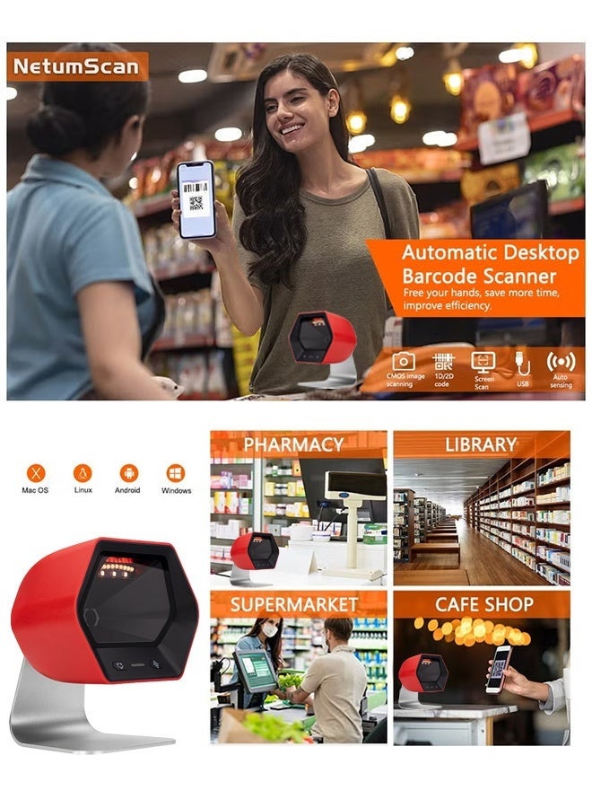 NETUM Automatic Omnidirectional Desktop 1D 2D Bar Code Barcode Scanner, QR Barcode Reader, Image Sensing for Warehouse, Supermarket, Retail Store, Bookstore Pos System - Image 3