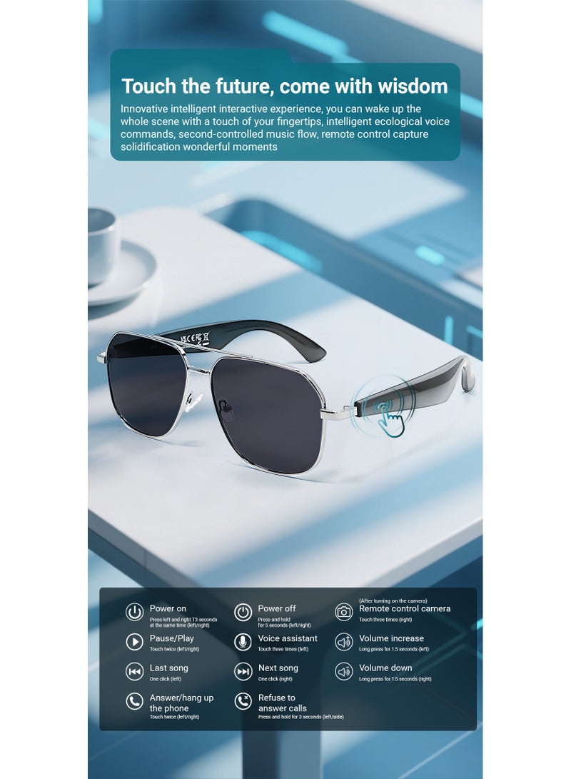 Men Women Bluetooth Translate Sunglasses HD Call Audio Playback Sun Protection Cycling Sunglasses UV Protection Ultra-long Time Smart Glasses  - Image 4