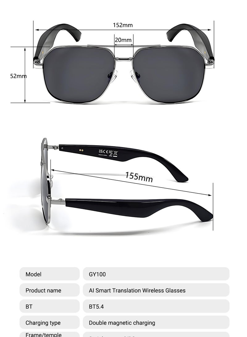 Men Women Bluetooth Translate Sunglasses HD Call Audio Playback Sun Protection Cycling Sunglasses UV Protection Ultra-long Time Smart Glasses  - Image 5