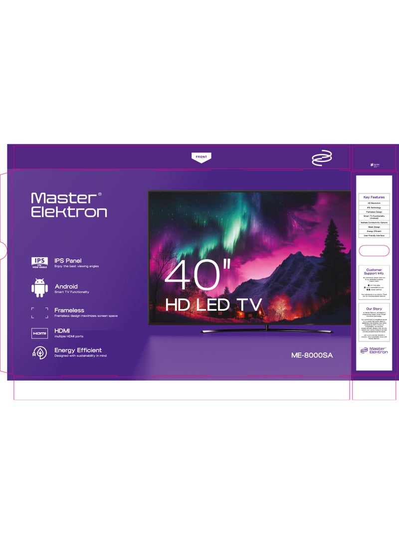 ماستر اليكترون تلفزيون سمارت LED 40 بوصة بنظام أندرويد بدون إطار - Image 3