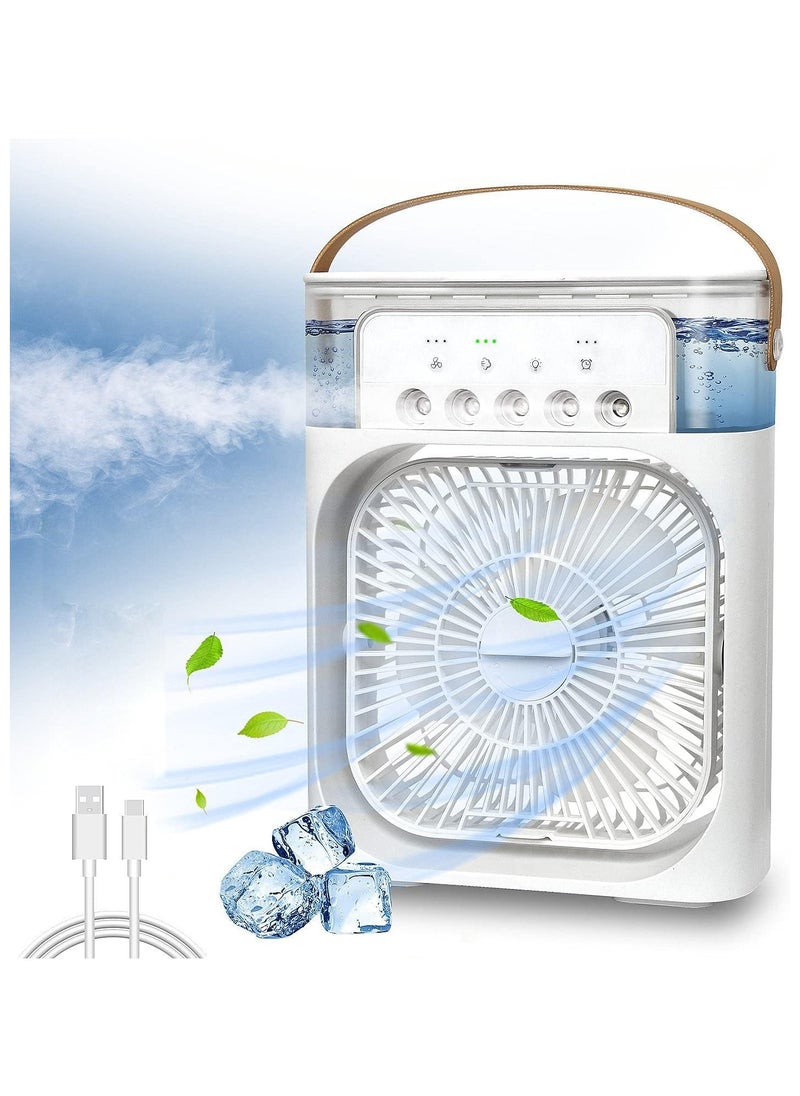Generic Portable Air Conditioner Fan Mini Evaporative Air Cooler with 7 Colors LED Light 1/2/3 H Timer 3 Wind Speeds and 3 Spray Modes for Your Desk Nightstand or Coffee Table Fan  - Image 1