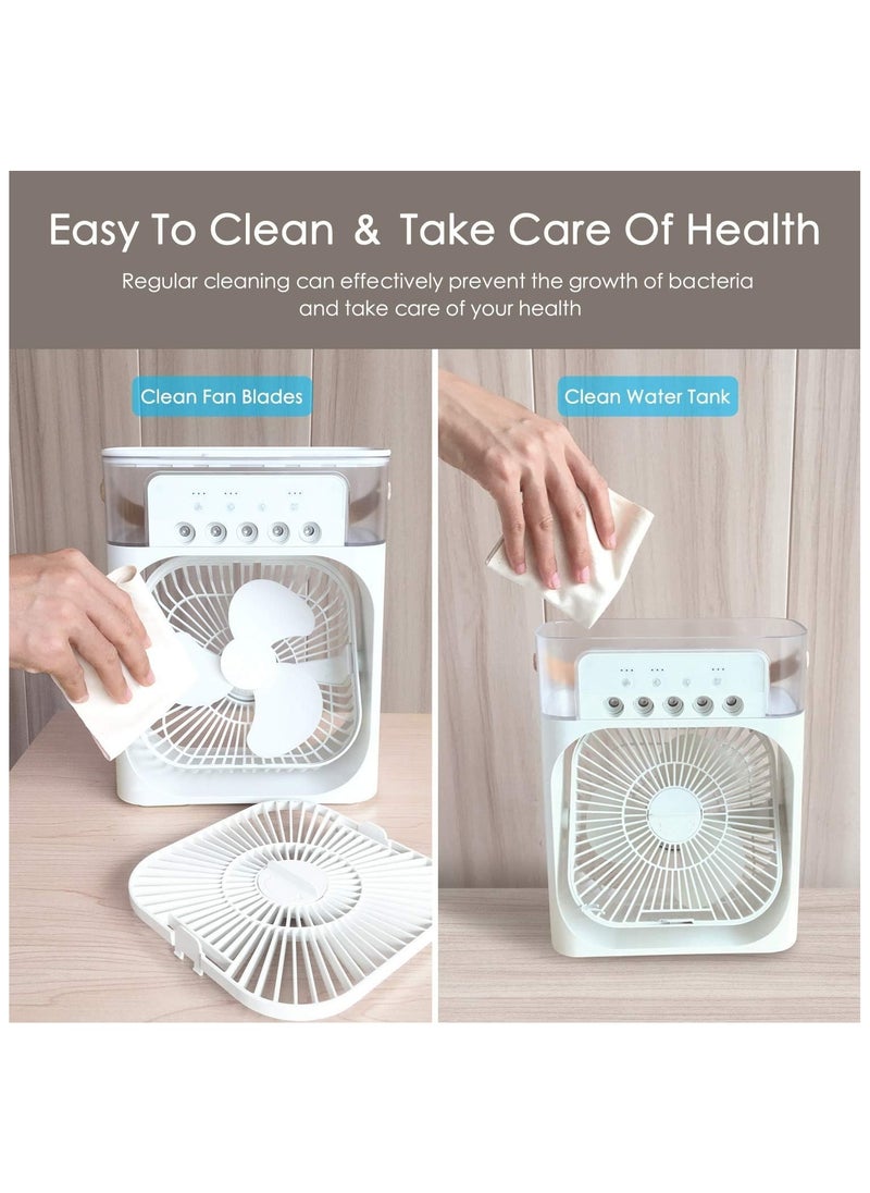 Generic Portable Air Conditioner Fan Mini Evaporative Air Cooler with 7 Colors LED Light 1/2/3 H Timer 3 Wind Speeds and 3 Spray Modes for Your Desk Nightstand or Coffee Table Fan  - Image 3