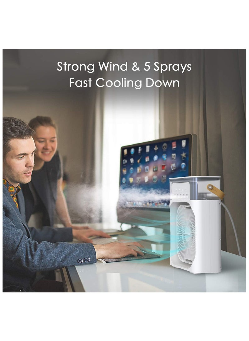 Generic Portable Air Conditioner Fan Mini Evaporative Air Cooler with 7 Colors LED Light 1/2/3 H Timer 3 Wind Speeds and 3 Spray Modes for Your Desk Nightstand or Coffee Table Fan  - Image 5