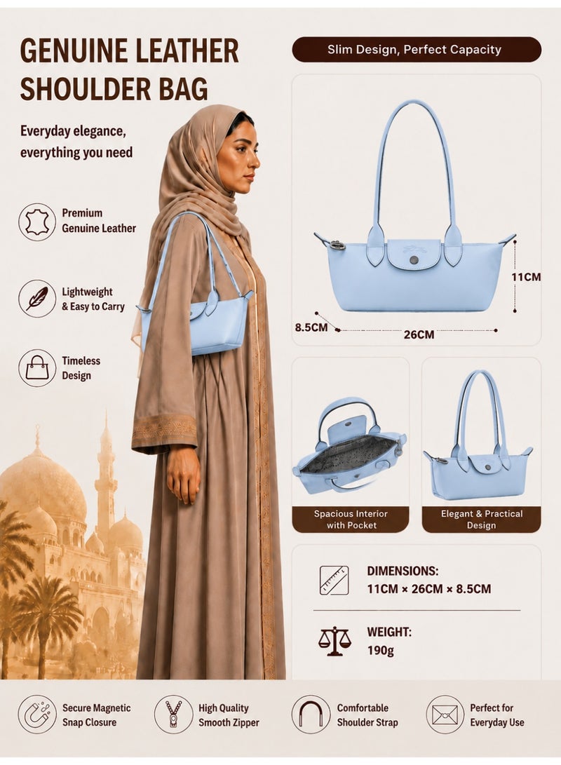 Light Sky Blue Faux Leather Mini Baguette Shoulder Bag - Image 2
