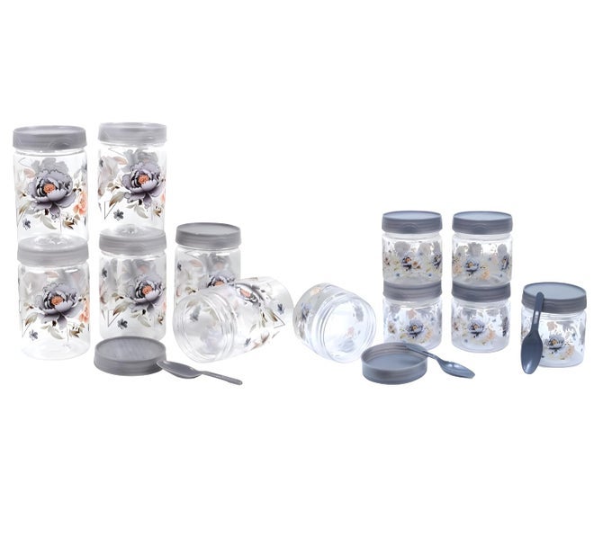CONTAINER SET 250 ML AND 500 ML AIRTIGHT PLASTIC JAR AND CONTAINERS STORAGE BOX FOR KITCHEN ORGANIZER BPA FREE AND FOOD GRADE SET OF 12 GREY