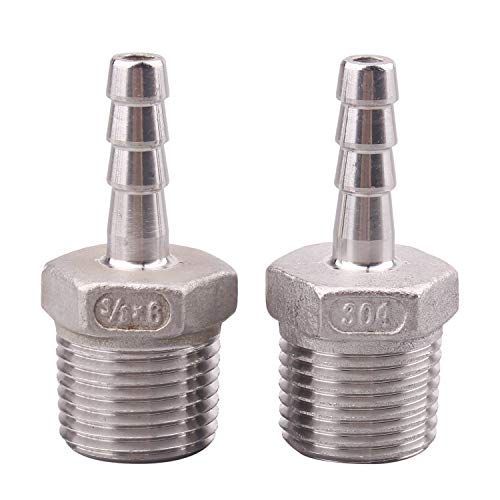 DERNORD Stainless Steel 1/4" Hose Barb x 3/8" NPT Male - Home Brew Pipe Fitting Pack of 2 - Image 2