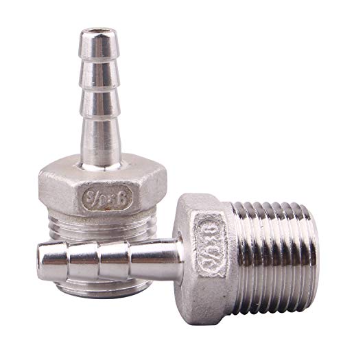 DERNORD Stainless Steel 1/4" Hose Barb x 3/8" NPT Male - Home Brew Pipe Fitting Pack of 2 - Image 3