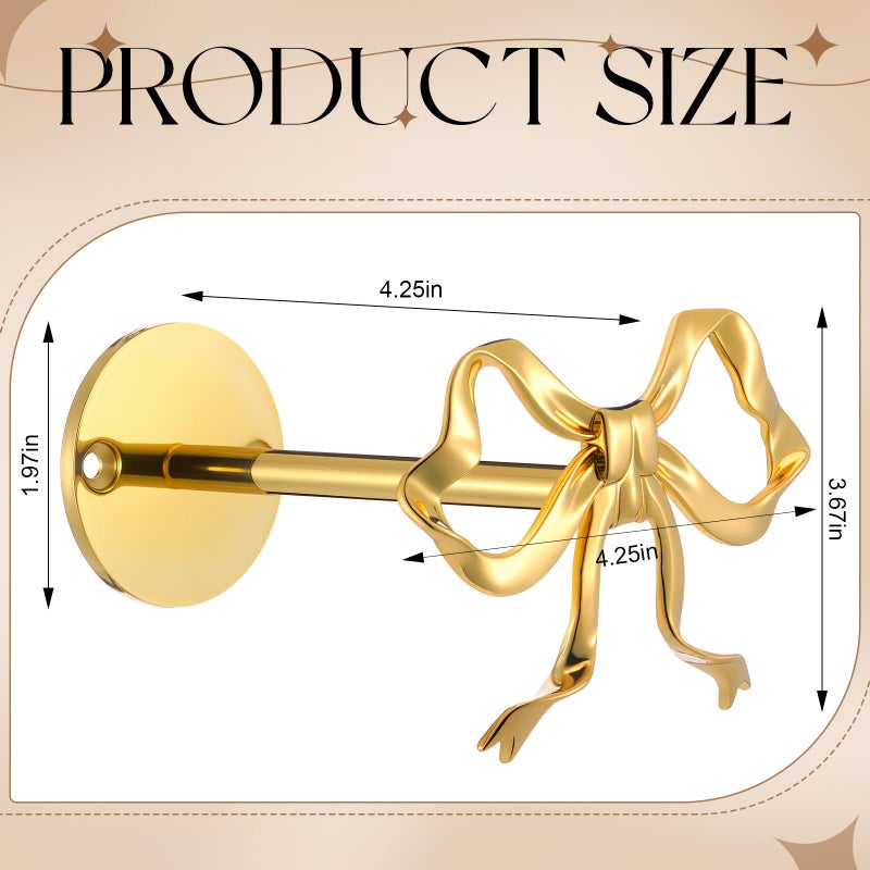 Blulu 2 Pcs Metal Bow Curtain Holdbacks Gold Wall Mounted Bow Curtain Hold Backs Curtains Modern Gold Holders for Living Room Bedroom Office Home - Image 2