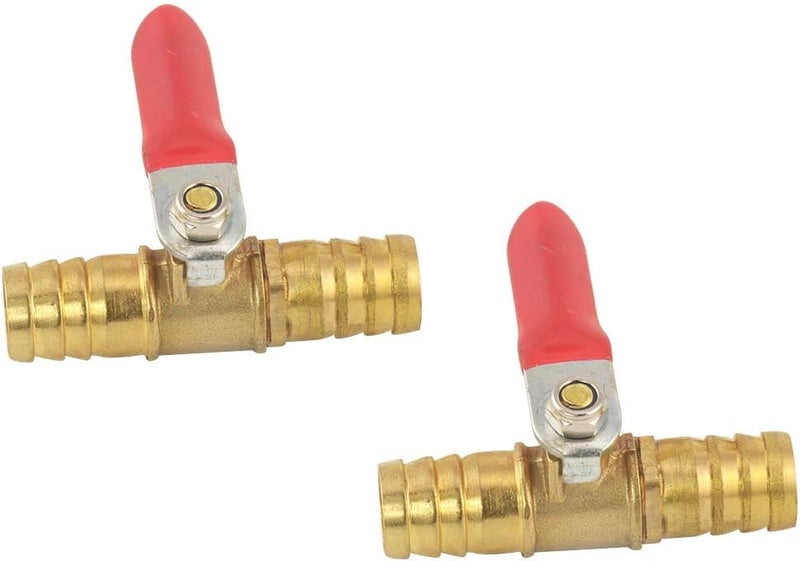 2PCS 12 Inch Hose Brass Barb x Barb Ball Valve Shut Off Switch for Garden Water Hose Pipe Fittings