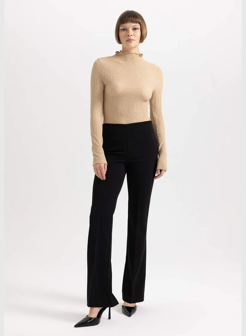 DeFacto Woman Slim Fit Mock Neck Knitted Long Sleeve T-Shirt