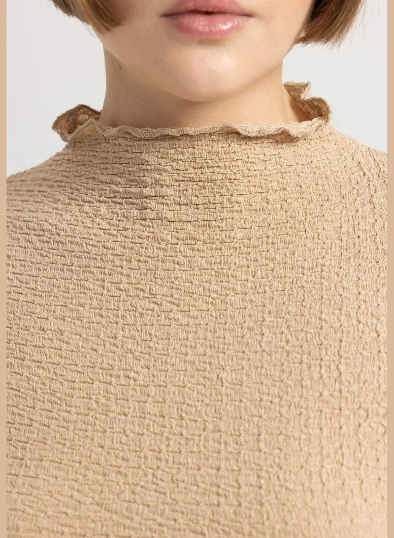 DeFacto Woman Slim Fit Mock Neck Knitted Long Sleeve T-Shirt