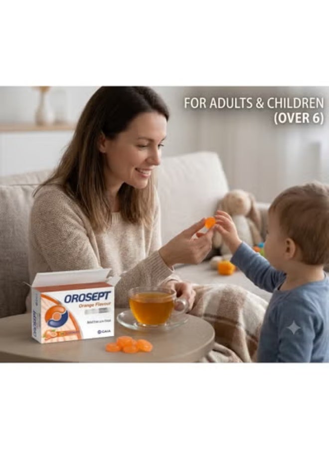 GAIA OROSEPT Medicated Throat Lozenges Orange 24 Count | Dual Action Sore Throat Relief Lozenges | Pain Relief, Infection Protection & Cough Irritation Support | Safe for Children & Adults - Image 3