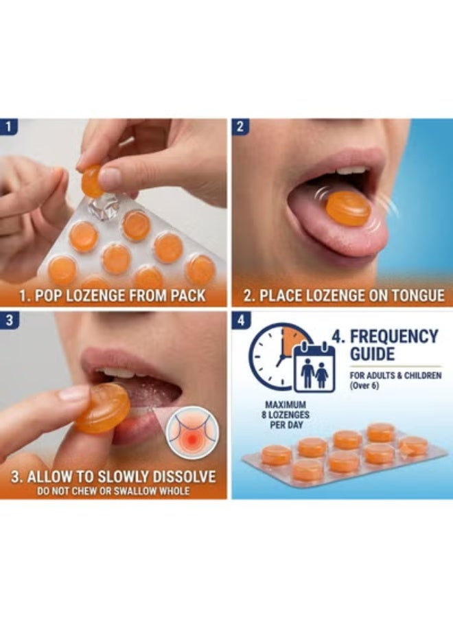 GAIA OROSEPT Medicated Throat Lozenges Orange 24 Count | Dual Action Sore Throat Relief Lozenges | Pain Relief, Infection Protection & Cough Irritation Support | Safe for Children & Adults - Image 4