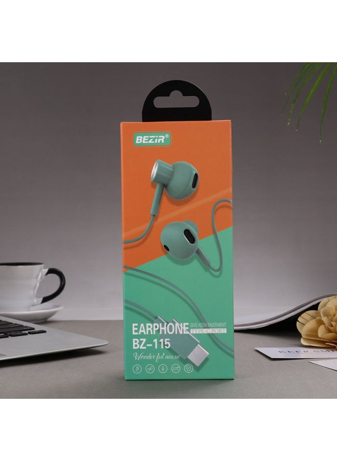 Generic - For Apple Wired Headset In-Ear Type-c Computer Huawei Sports Game Mobile Phone Bluetooth Wired Headset-Colour:Green-bz115-type-c Interface - Image 1