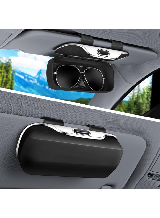 كيلا حامل نظارات شمسية لواقي السيارة، حافظة نظارات لواقي السيارة، صندوق منظم ملحقات واقي السيارة، حامل نظارات شمسية للسيارة مناسب للشاحنات والسيارات الرياضية متعددة الاستخدامات والسيارات السيدان لوضع النظارات (أسود) - Image 1