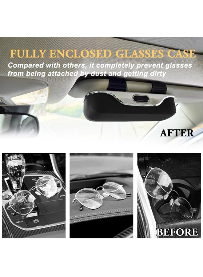 كيلا حامل نظارات شمسية لواقي السيارة، حافظة نظارات لواقي السيارة، صندوق منظم ملحقات واقي السيارة، حامل نظارات شمسية للسيارة مناسب للشاحنات والسيارات الرياضية متعددة الاستخدامات والسيارات السيدان لوضع النظارات (أسود) - Image 4