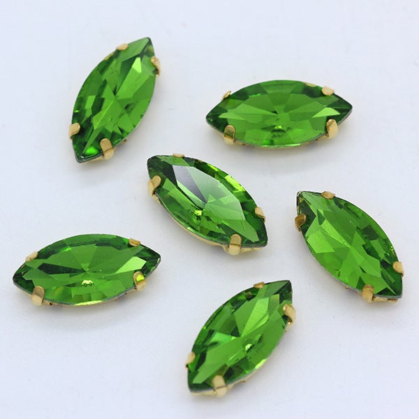 Wholesale horse eye crystal glass claw drill multi-specification hand-stitched claw drill DIY clothing wedding dress bag shoes accessories Grass Green 