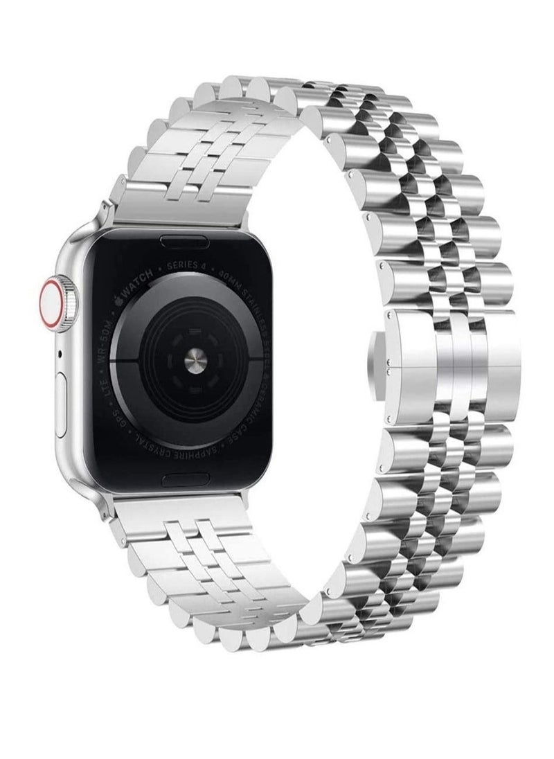 Replacement Band Compatible with Apple Watch 45mm,Stainless Steel Solid Strap Metal Bracelet for Apple Watch Series 7/ - Image 2