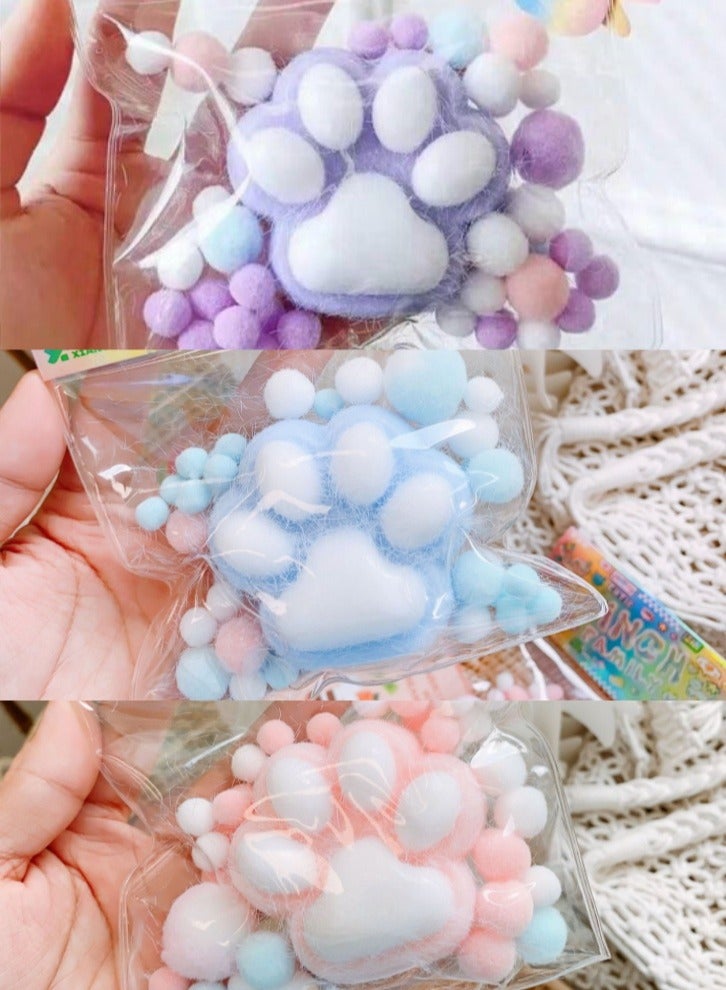 Lullaxx Squeeze Toy 3pcs Adorable Plush Cat Paw Pinch Decompression Toy for Adults u0026 Kids, Cartoon Pattern Sensory Desk Toy For Anxiety and Relaxation, Durable Gift for Office, Travel, Birthday u0026 Christmas. - Image 1