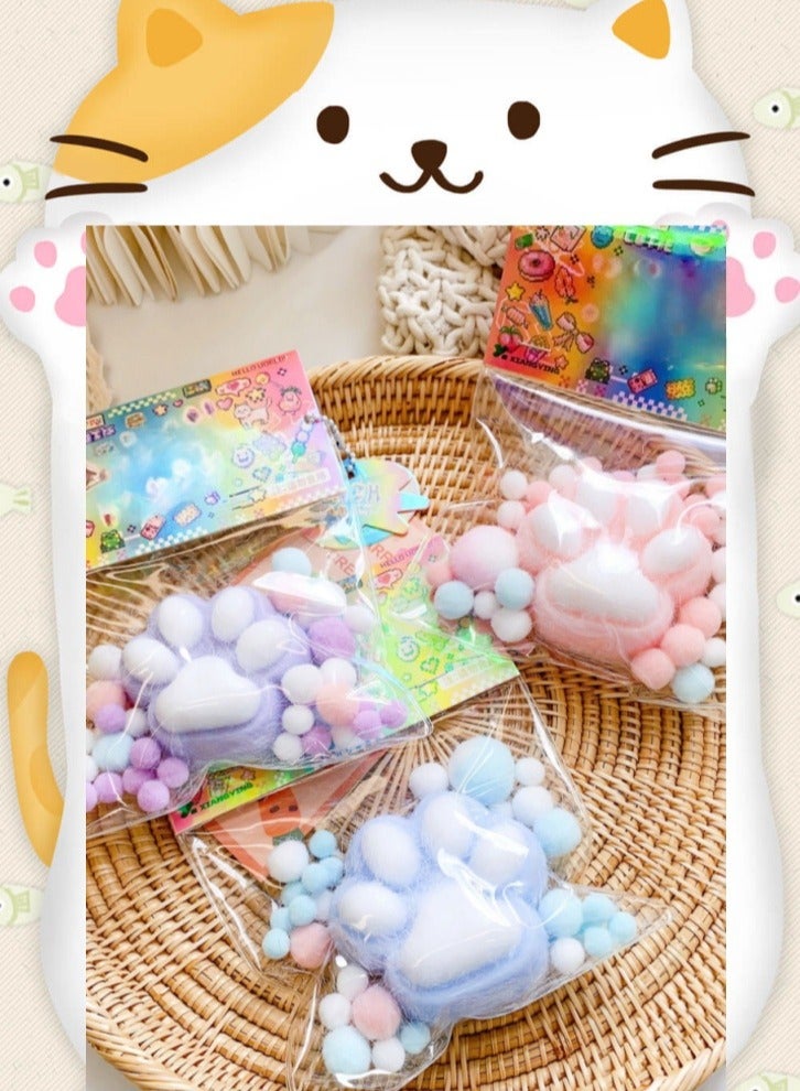 Lullaxx Squeeze Toy 3pcs Adorable Plush Cat Paw Pinch Decompression Toy for Adults u0026 Kids, Cartoon Pattern Sensory Desk Toy For Anxiety and Relaxation, Durable Gift for Office, Travel, Birthday u0026 Christmas. - Image 2