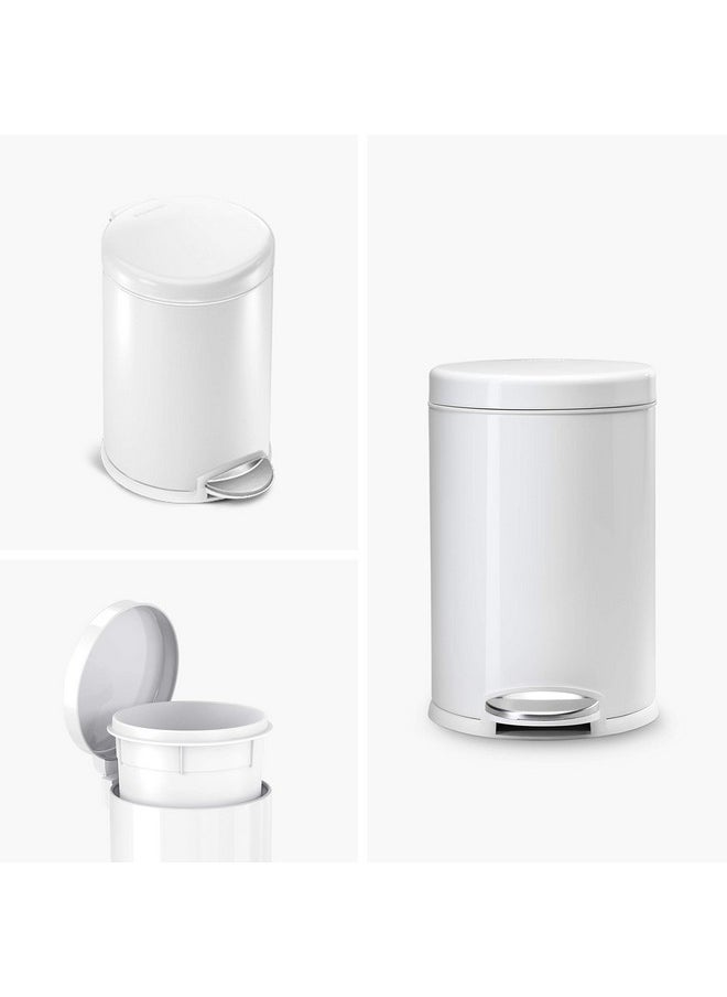 simplehuman simplehuman 4.5 Liter Bathroom Trash Can, White Steel  - Image 2
