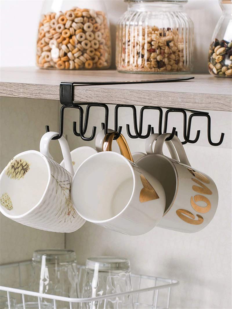 XIBO Multifunctional 6 Metal Door Hook OrganiserHook Hanger Suitable for Room Kitchen Bathroom Pack of 2 White Black Color - Image 3