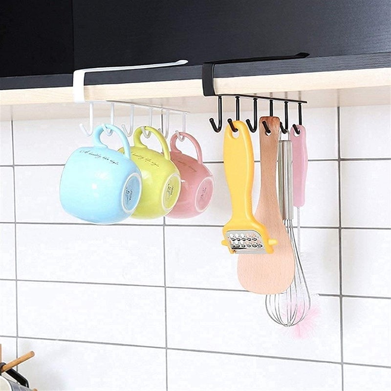 XIBO Multifunctional 6 Metal Door Hook OrganiserHook Hanger Suitable for Room Kitchen Bathroom Pack of 2 White Black Color - Image 5