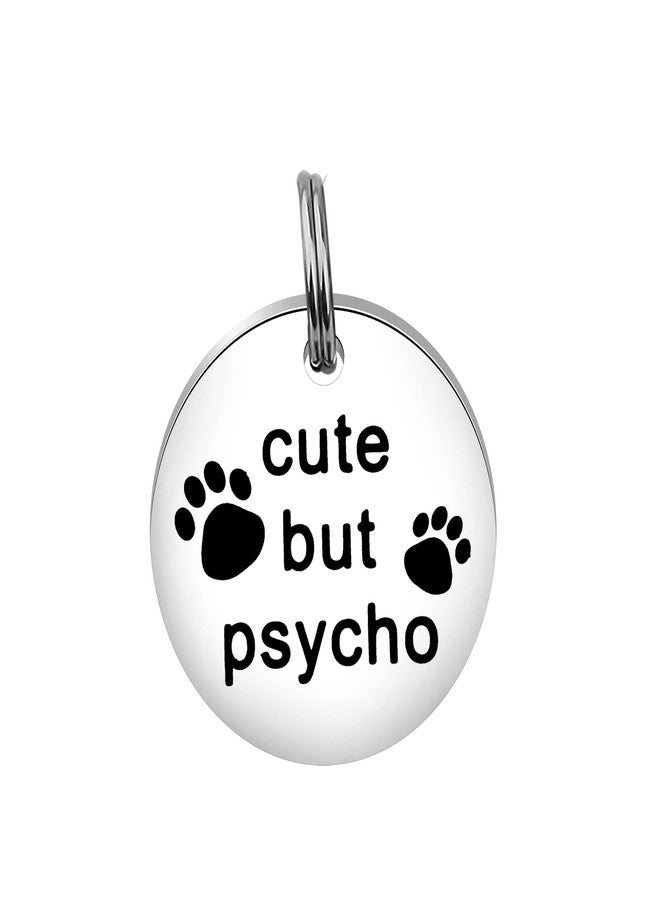Gzrlyf Cute But Psycho Cat Tag Pet Collar Tags for Cats Funny Cat Tags for Collar Engraved Dog Tag Pet Gifts for Dogs Cats (pet tag) - Image 1