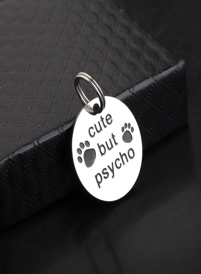 Gzrlyf Cute But Psycho Cat Tag Pet Collar Tags for Cats Funny Cat Tags for Collar Engraved Dog Tag Pet Gifts for Dogs Cats (pet tag) - Image 2