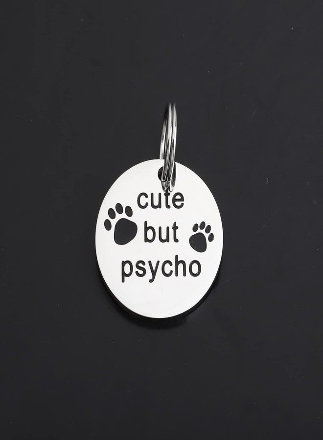 Gzrlyf Cute But Psycho Cat Tag Pet Collar Tags for Cats Funny Cat Tags for Collar Engraved Dog Tag Pet Gifts for Dogs Cats (pet tag) - Image 4