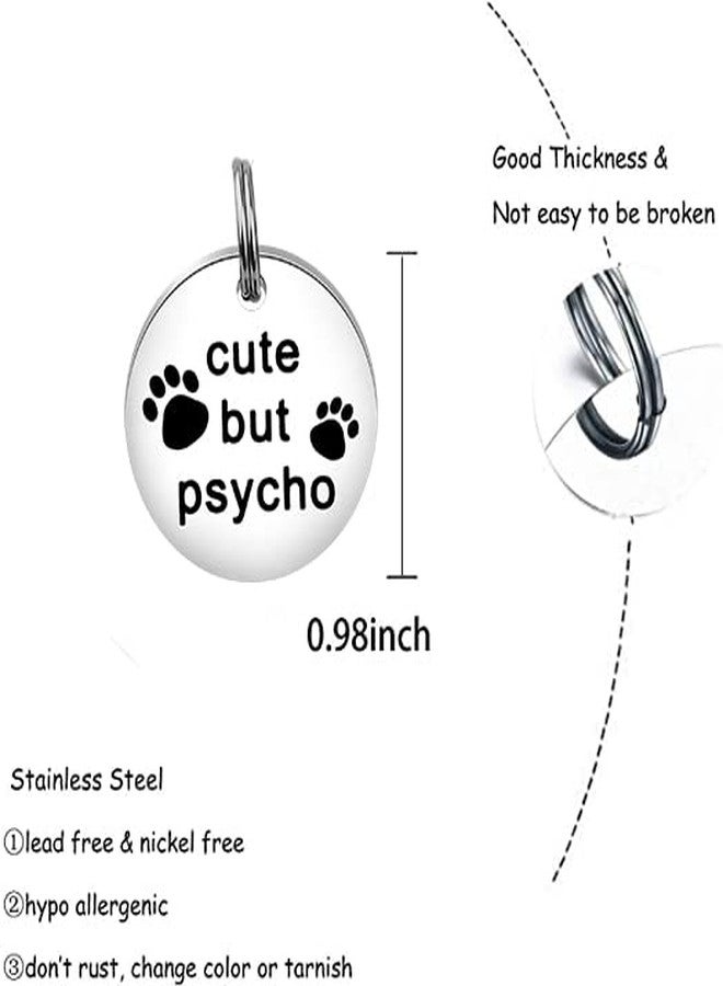 Gzrlyf Cute But Psycho Cat Tag Pet Collar Tags for Cats Funny Cat Tags for Collar Engraved Dog Tag Pet Gifts for Dogs Cats (pet tag) - Image 5