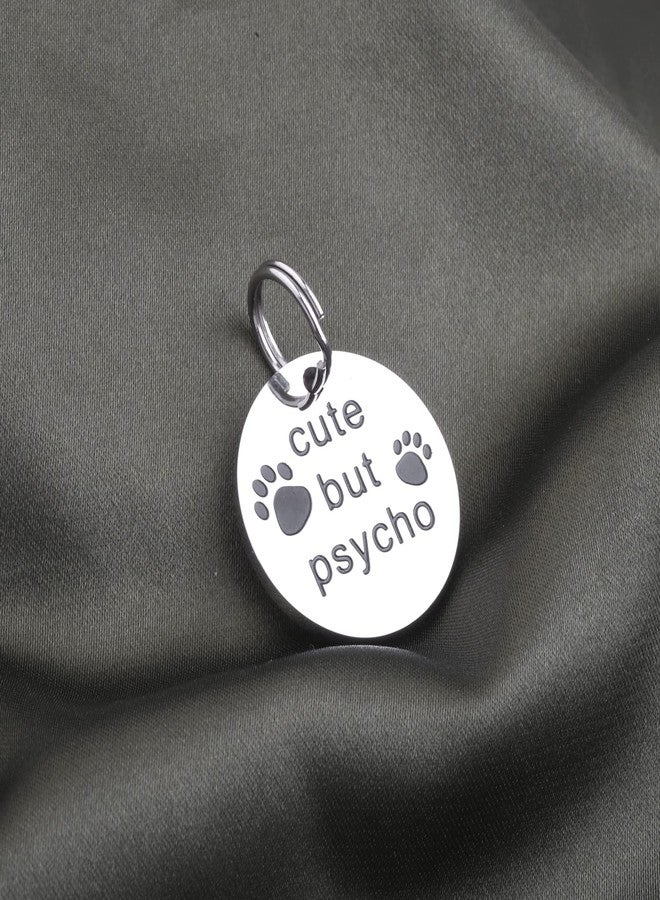 Gzrlyf Cute But Psycho Cat Tag Pet Collar Tags for Cats Funny Cat Tags for Collar Engraved Dog Tag Pet Gifts for Dogs Cats (pet tag) - Image 3