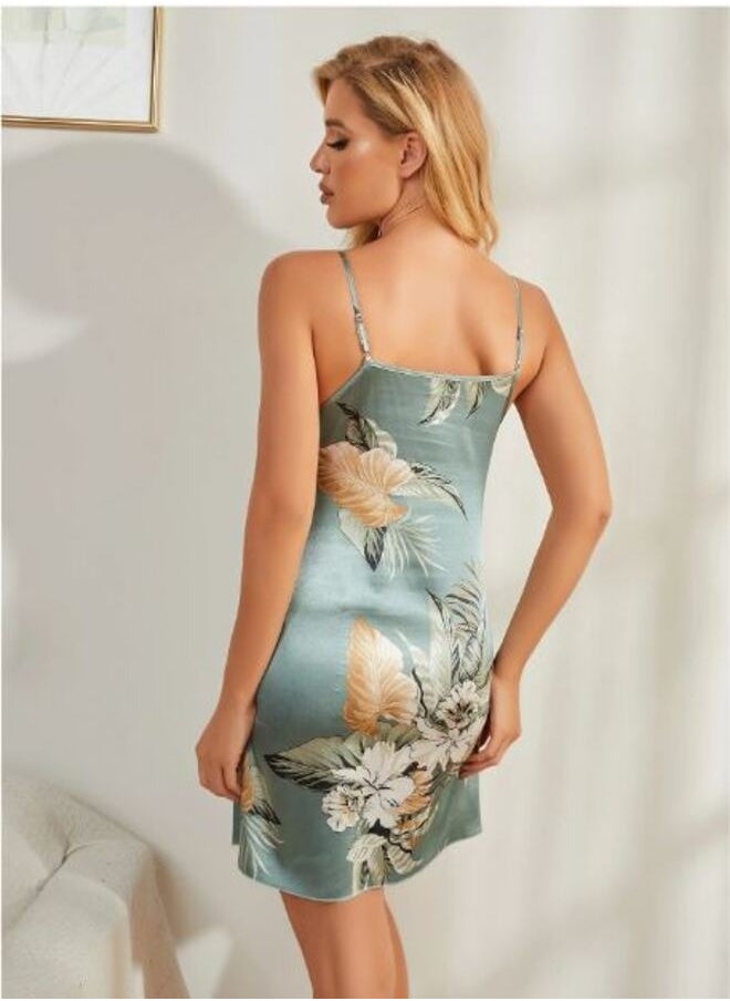 Shein - Floral Print Satin Slip Dress - Image 1