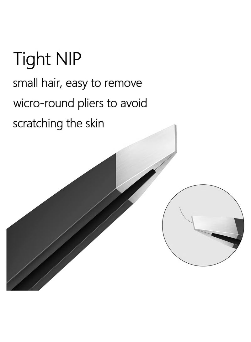 NIKITA.VIVI 3 Pcs Eyebrow Tweezers Set,Stainless Steel Precision Tweezer Kit for Eyebrows Facial Hair,Brow Tweezer Professional Tweezers Ingrown Hair & Splinter Removal Tool with Travel Case Leather - Image 4