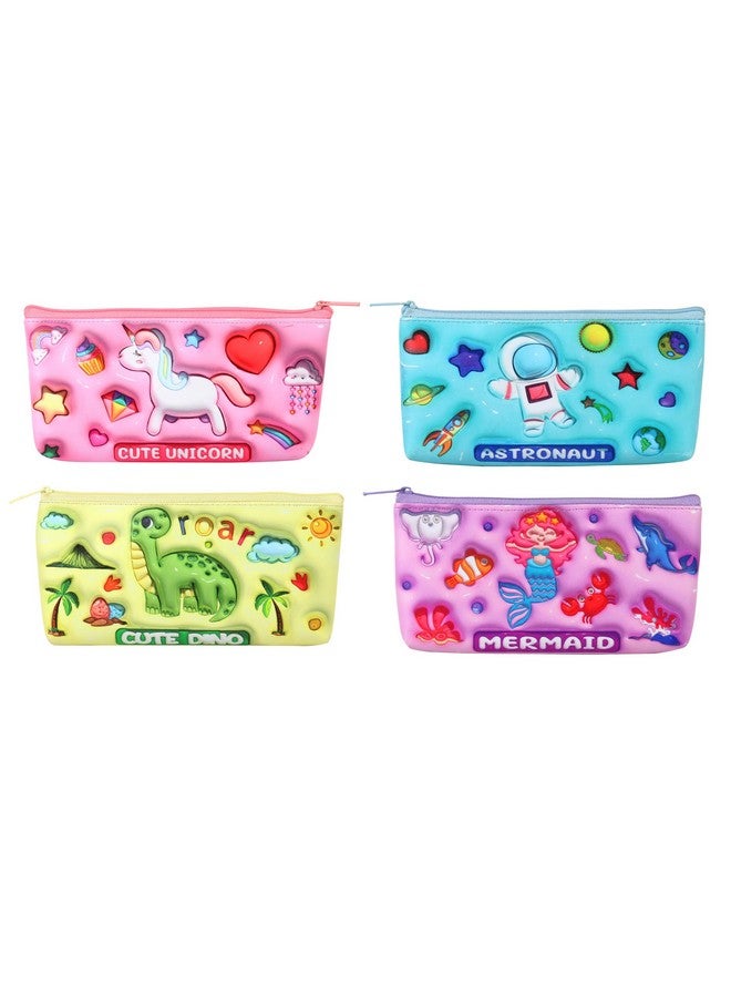 مجموعة هدايا عيد الميلاد المصنوعة من الجلد الصناعي من JIADA مكونة من 6 حقائب أقلام بطبعات فقاعات ثلاثية الأبعاد، متعددة الألوان