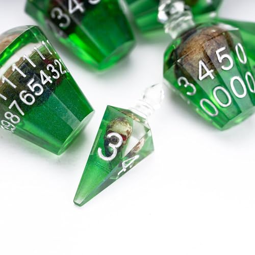 CRITALLIC 7PCS Potion DND Dice SetTransparent Sharp Edge Dice Set DD RPG Polyhedral Dicefor TTRPG Games Roleplaying GamesGreen Skull - Image 5