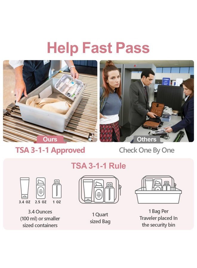 Packism TSA Approved Toiletry Bag - Clear Makeup Bags in 2 Size, Durable with Supporting Frame, Perfect for Travel Essentials, Carry-on Airport Airline Compliant Bag, White - Image 2