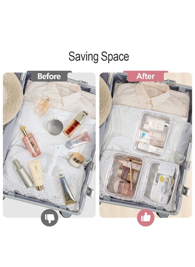 Packism TSA Approved Toiletry Bag - Clear Makeup Bags in 2 Size, Durable with Supporting Frame, Perfect for Travel Essentials, Carry-on Airport Airline Compliant Bag, White - Image 5