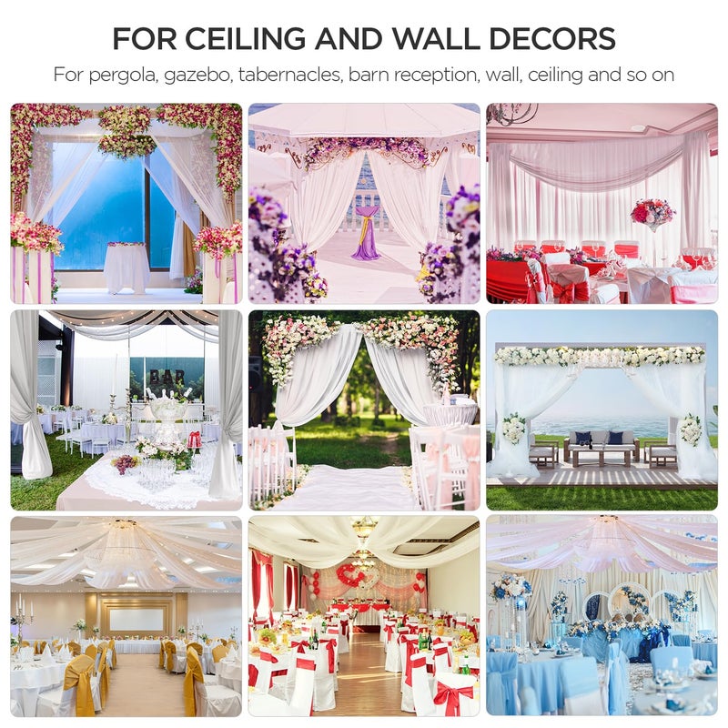 boldworks Ceiling Drapes Hanging Kit for Weddings Tent Bedroom Draping Parties Decoration White Fabric Includes Hoop Ring Set 5ft x 10ft Pack of 6 - Image 4