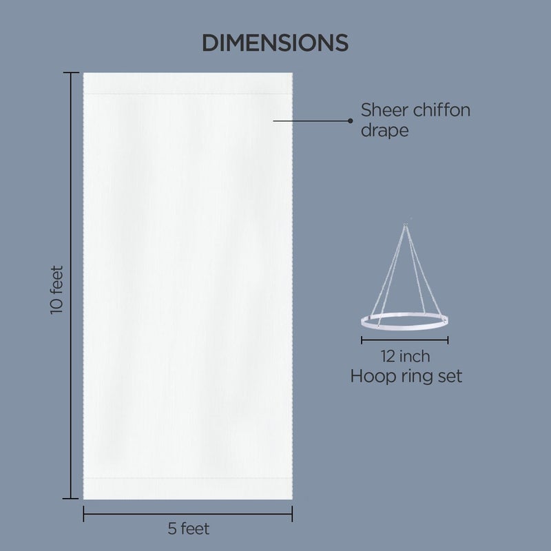 boldworks Ceiling Drapes Hanging Kit for Weddings Tent Bedroom Draping Parties Decoration White Fabric Includes Hoop Ring Set 5ft x 10ft Pack of 6 - Image 5