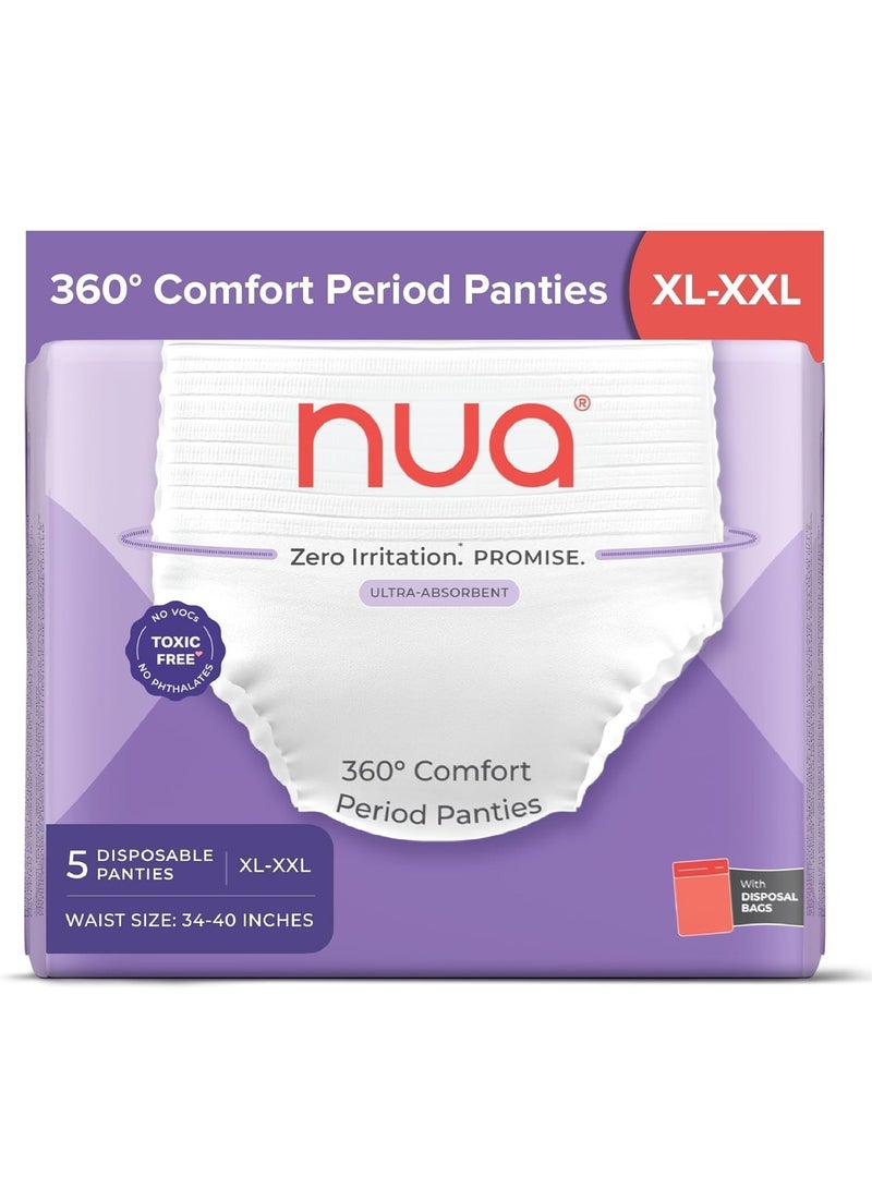 نوا بين عشية وضحاها سراويل الدورة الشهرية المتاح | عبوة من 5 | (XL - XXL) | امتصاص التدفق الثقيل | حماية مانعة للتسرب | سرية وآمنة | تنفس | لا طفح جلدي | لا إزعاج - Image 1