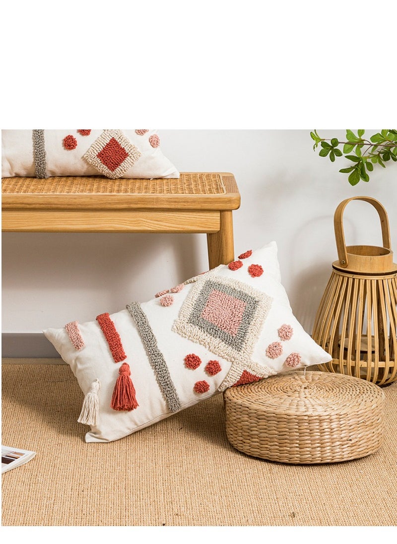 Y&D - New Design Boho Style Tufted Geometric Pattern Cushion Cover With Tassels Home Decor Super Soft Woven Tufted Pillow Cases 30*50cm - Image 1