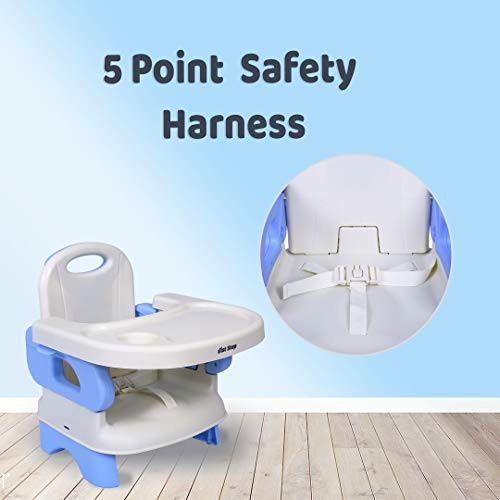 1st Step 2 in 1 Portable Booster Seat Cum Feeding Chair with 2 Level Height Adjustment and 5 Point Safety Harness (Blue) - Image 3