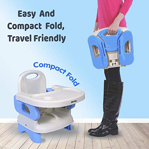 1st Step 2 in 1 Portable Booster Seat Cum Feeding Chair with 2 Level Height Adjustment and 5 Point Safety Harness (Blue) - Image 5