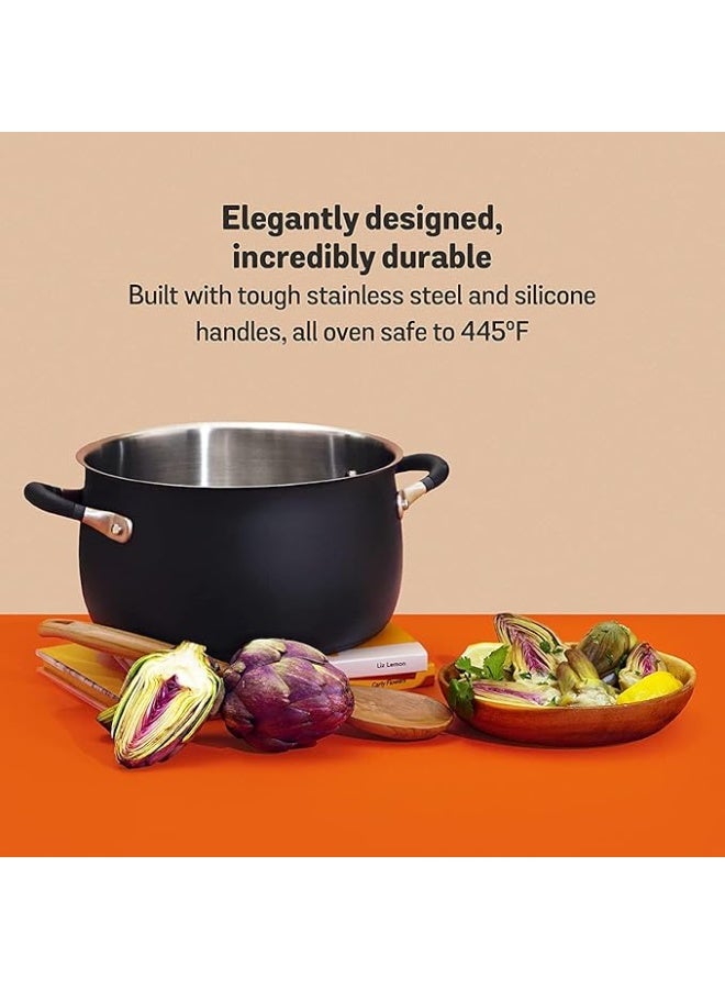 Meyer Accent Series Hard Anodized Steel Casserole with Lid | Biryani Pot | Cooking Casserole with Lid Gas and Induction Compatible | Cooking Set for Kitchen, 2 Piece, 6.5L, Matte Black - Image 2