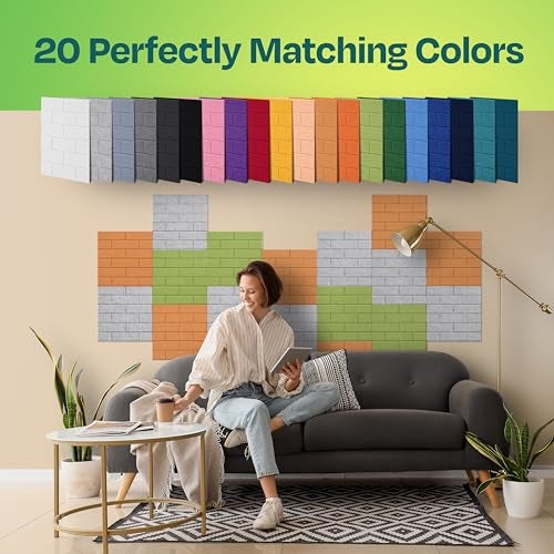 Ekkogo Acoustic Panels 18-Pack Soundproof Wall Panels 12"X12"X0.4" Brick Style Sound Panels Premium Sound Dampening Panels Easy Self Adhesive Installation - [Smoky White] - Image 4