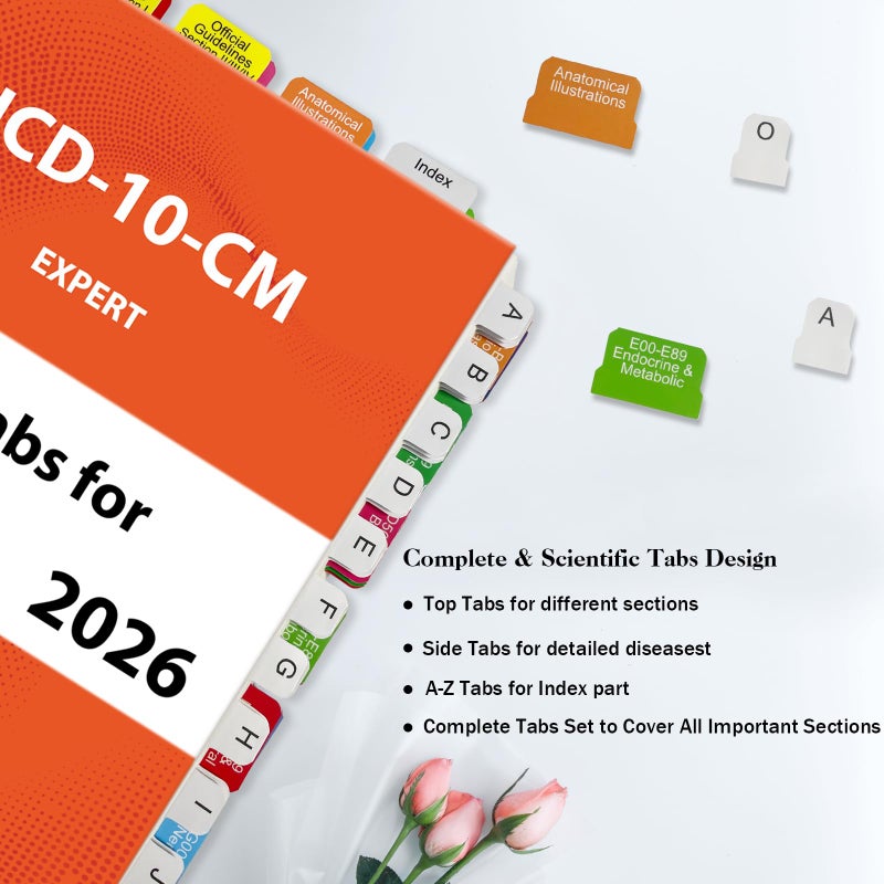 Tojoyify Index Tabs for ICD-10-CM 2026 AAPC Version, Complete Book Tabs Set with Blanks, Bookmarker, Laminated Color-Coded with Alignment Guide & Page Numbers (Book Not Included) - Image 2