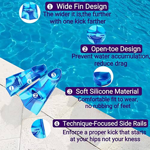 Gugmoy Kids Swim Fins,Comfortable Silicone Flippers for Swimming and Diving,Size Suitable Beginners Kids Girls Boys Adults (Small, Oceanblue) - Image 5
