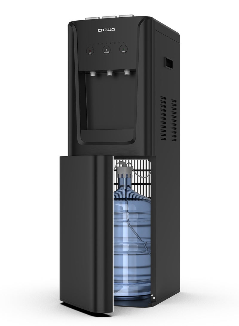 Crownline WD-466 Bottom Loading Water Dispenser – Hot, Cold & Normal Water, Black Finish, Energy Efficient, Child Safety Lock, LED Indicators, Stainless Steel Tank for Home or Office WD-466 black - Image 1