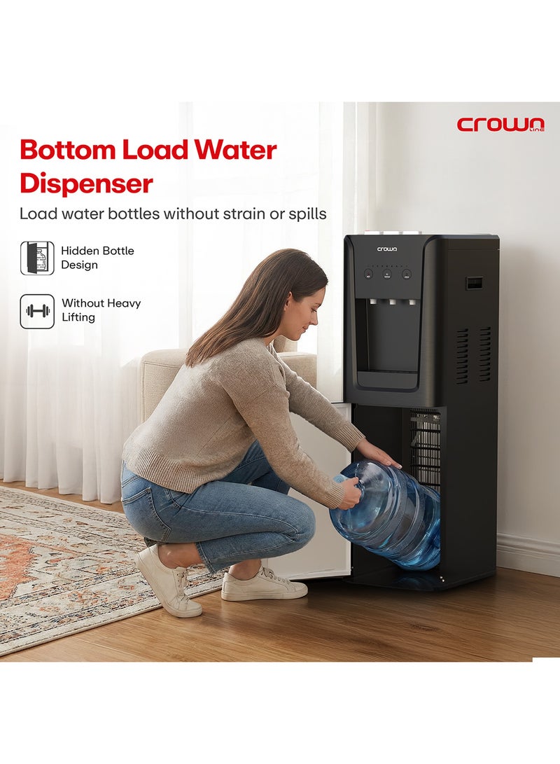 Crownline WD-466 Bottom Loading Water Dispenser – Hot, Cold & Normal Water, Black Finish, Energy Efficient, Child Safety Lock, LED Indicators, Stainless Steel Tank for Home or Office WD-466 black - Image 2
